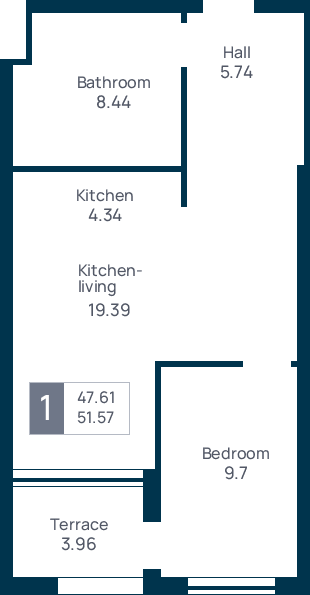 1 room apartment, №28