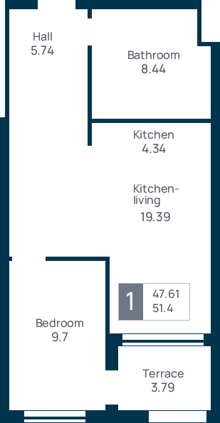 1 room apartment, №29